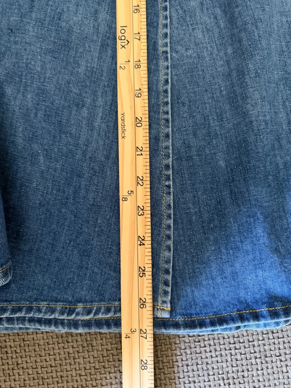 AMO Denim Wrap Skirt Midi Marie  Wistful Medium Wash S Made in USA Stretch Blue